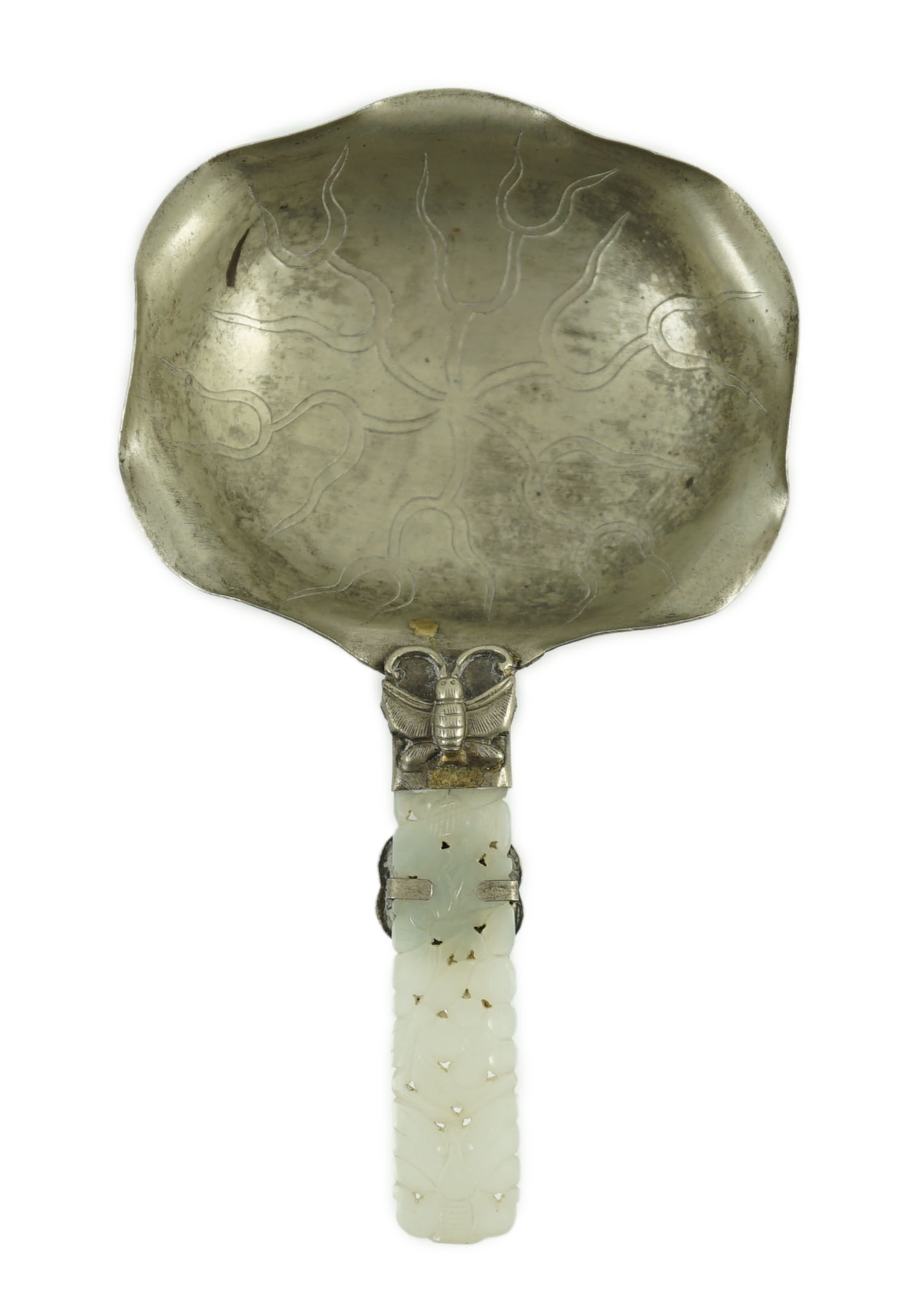 A Chinese Jade handled ladle - 14cm long